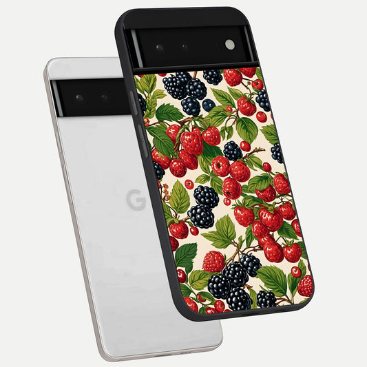  Mixed Berry Collage phone case For Google Pixel 6 showing premium glass back cover with detailed artwork
