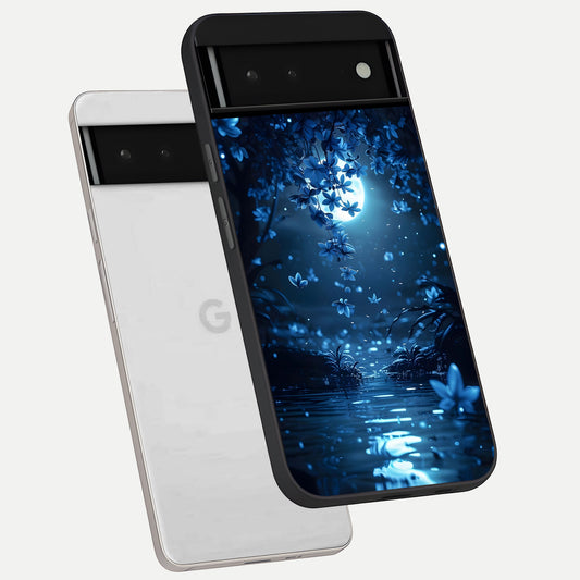  Moonlight Petal Dream phone case For Google Pixel 6 showing premium glass back cover with detailed artwork
