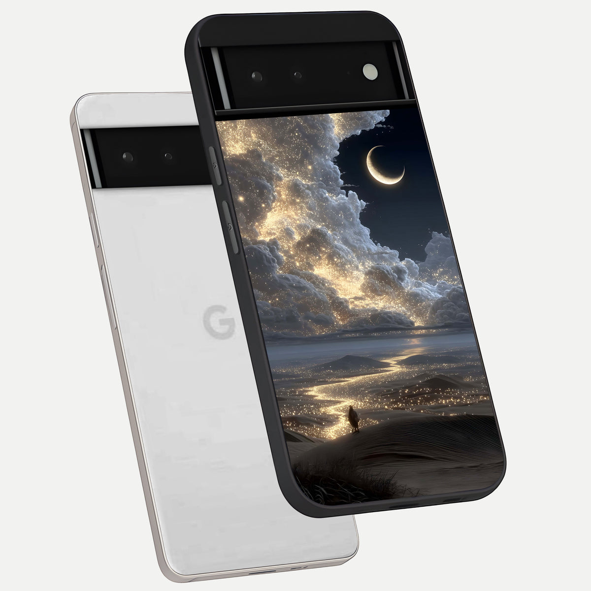  Moonlight Spark Path phone case For Google Pixel 6 showing premium glass back cover with detailed artwork