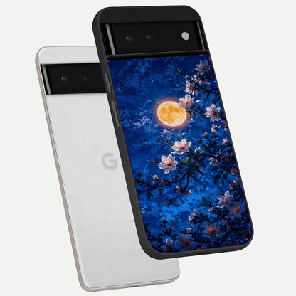  Moonlit Blossoms Night phone case For Google Pixel 6 showing premium glass back cover with detailed artwork