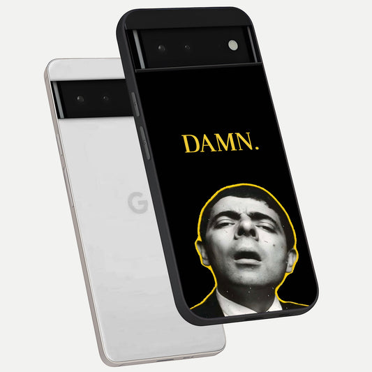  Mr Bean Damn phone case For Google Pixel 6 showing premium glass back cover with detailed artwork