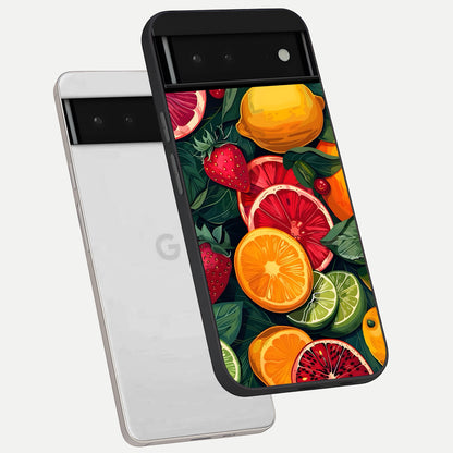  Multiple Fruits phone case For Google Pixel 6 showing premium glass back cover with detailed artwork