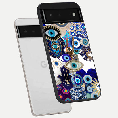  Mystic Charm Eye phone case For Google Pixel 6 showing premium glass back cover with detailed artwork