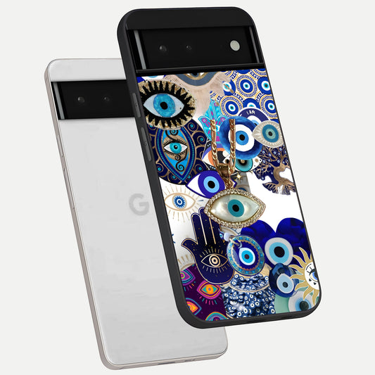  Mystic Charm Eye phone case For Google Pixel 6 showing premium glass back cover with detailed artwork