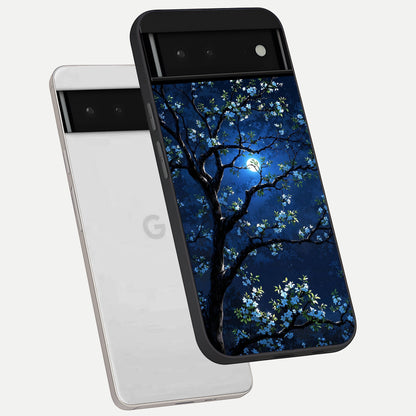  Mystic Floral Night phone case For Google Pixel 6 showing premium glass back cover with detailed artwork