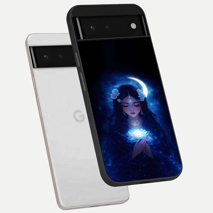  Mystic Moon Queen phone case For Google Pixel 6 showing premium glass back cover with detailed artwork