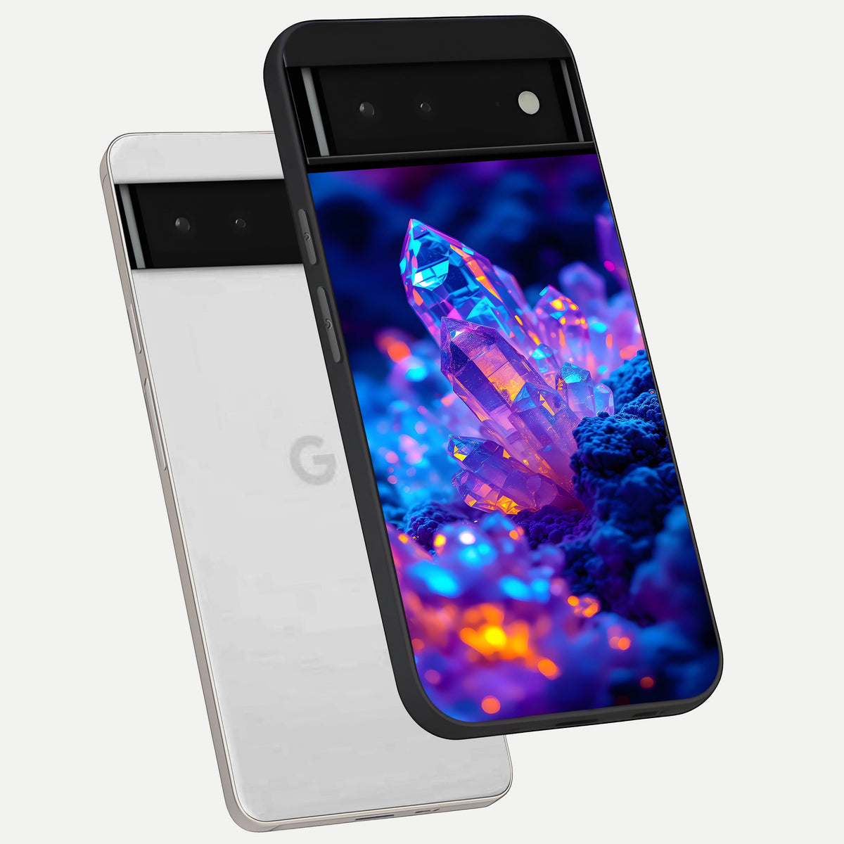  Neon Aura Shards phone case For Google Pixel 6 showing premium glass back cover with detailed artwork