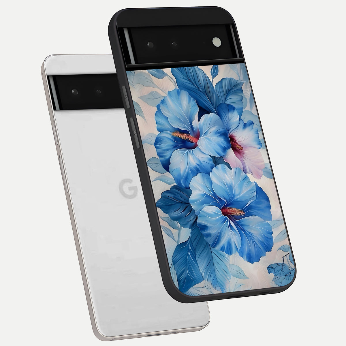  Ocean Hibiscus Grace phone case For Google Pixel 6 showing premium glass back cover with detailed artwork