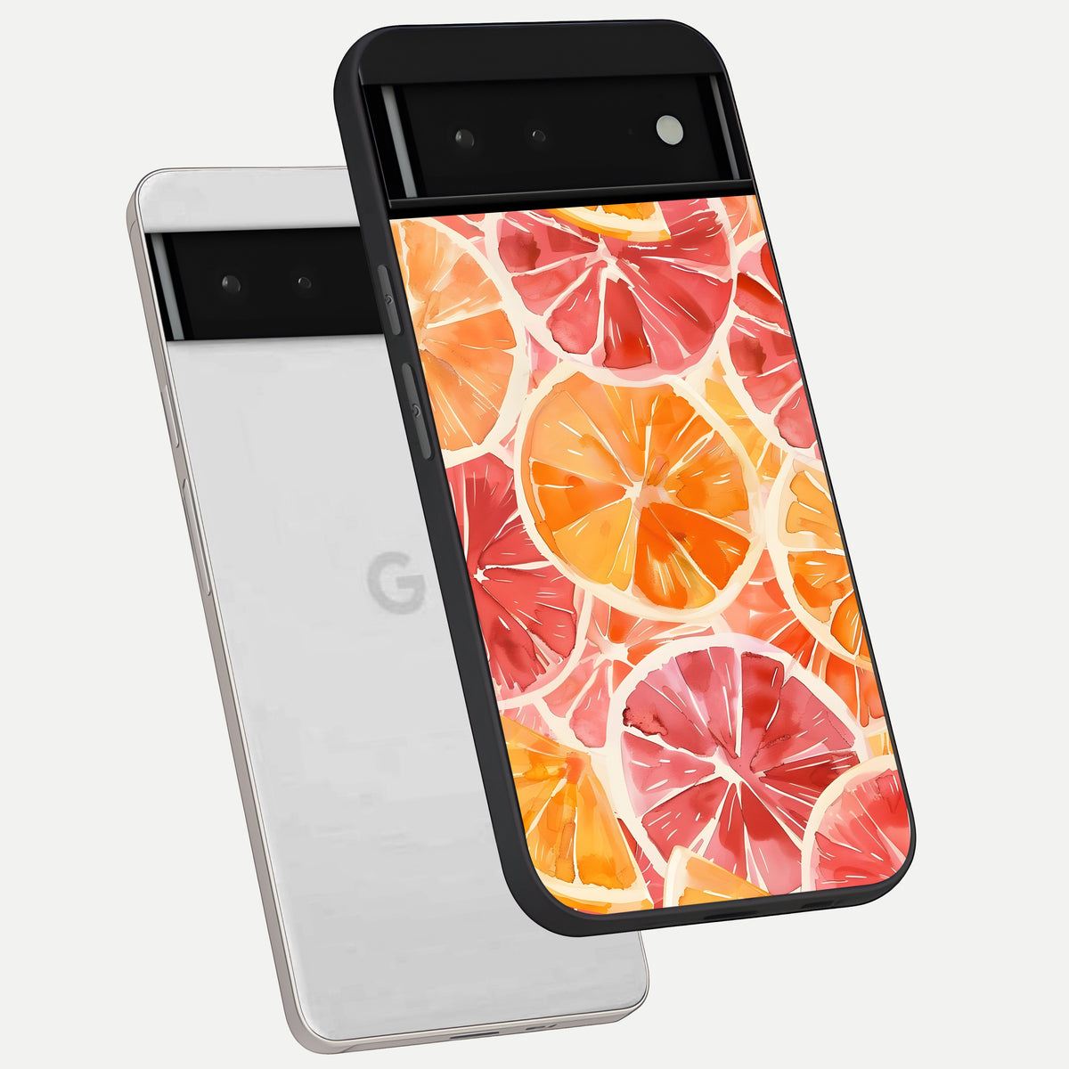  Orange Fruits Pattern phone case For Google Pixel 6 showing premium glass back cover with detailed artwork