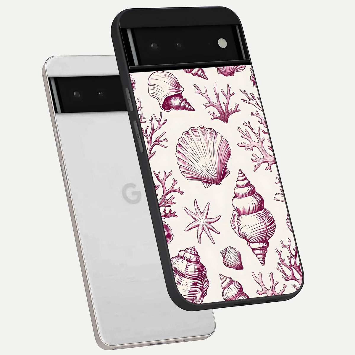  Pink Power Sparks phone case For Google Pixel 6 showing premium glass back cover with detailed artwork