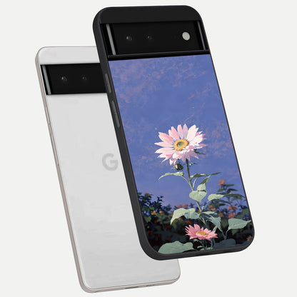  Pink Shells Outline phone case For Google Pixel 6 showing premium glass back cover with detailed artwork