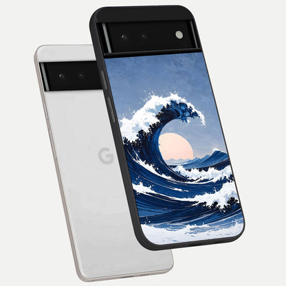  Rising Tide Power phone case For Google Pixel 6 showing premium glass back cover with detailed artwork