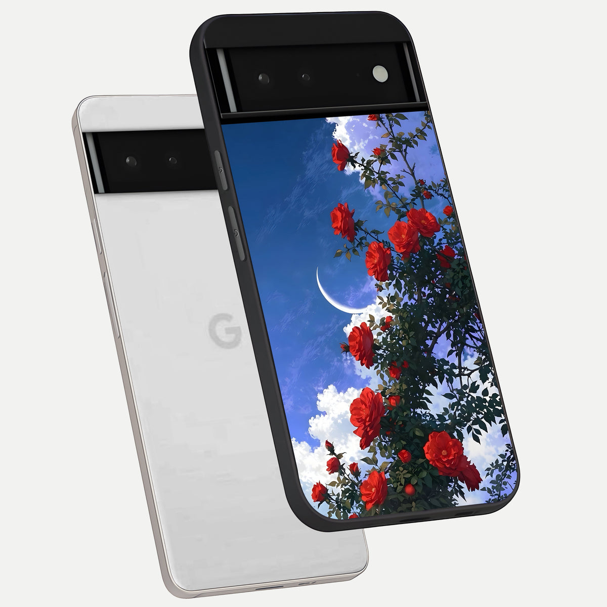  Rose Drift Flowers phone case For Google Pixel 6 showing premium glass back cover with detailed artwork