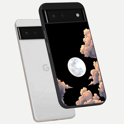  Shade Cloud Moon phone case For Google Pixel 6 showing premium glass back cover with detailed artwork