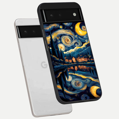  Starry Sky Serenity phone case For Google Pixel 6 showing premium glass back cover with detailed artwork