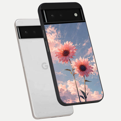  Sun Moon Balance phone case For Google Pixel 6 showing premium glass back cover with detailed artwork