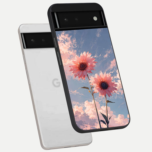  Sun Moon Balance phone case For Google Pixel 6 showing premium glass back cover with detailed artwork