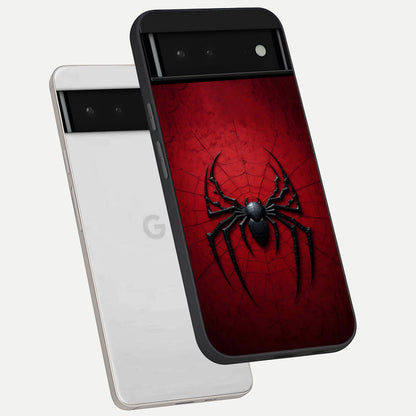  Superhero Web Emblem phone case For Google Pixel 6 showing premium glass back cover with detailed artwork