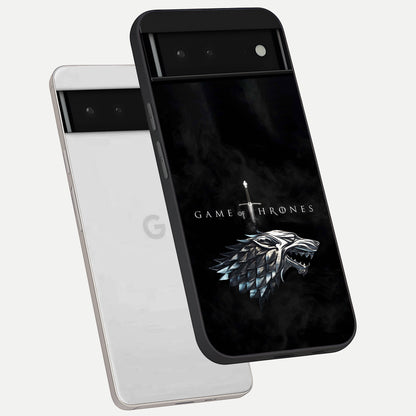  Throne Wolf Legacy phone case For Google Pixel 6 showing premium glass back cover with detailed artwork