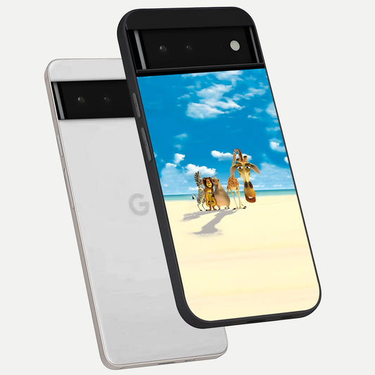  Tropical Fun Squad phone case For Google Pixel 6 showing premium glass back cover with detailed artwork