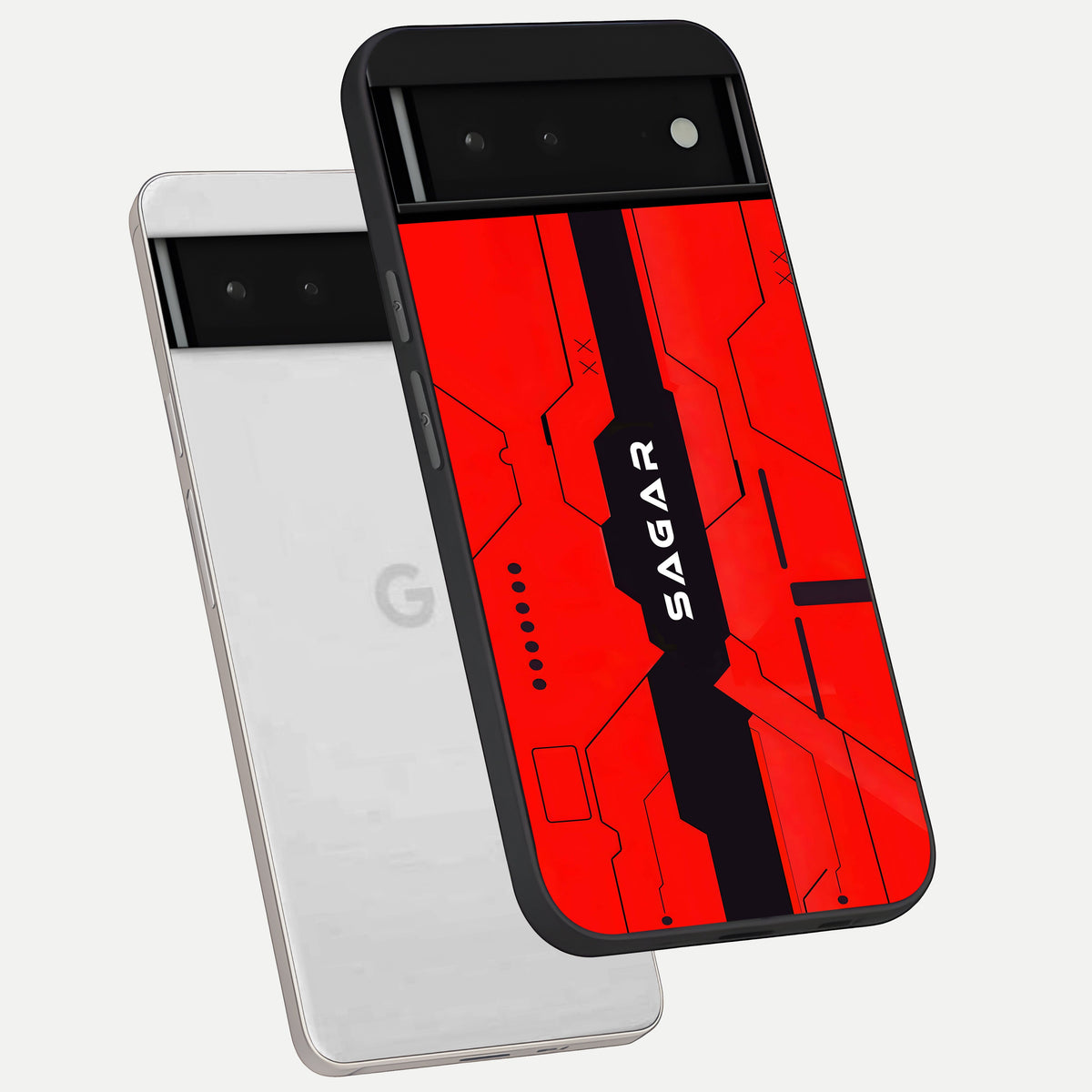  Voltage Rise CYBERPUNK Custom Name phone case For Google Pixel 6 showing premium custom name glass back cover