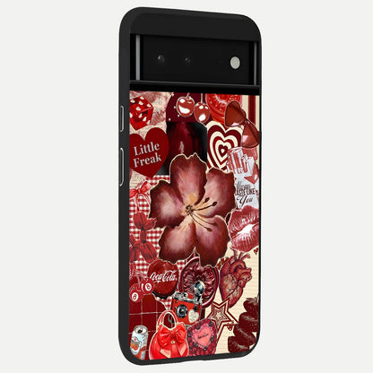  Aesthetic Little Freak back cover For Google Pixel 6 slim fit glass case with vibrant aesthetic design