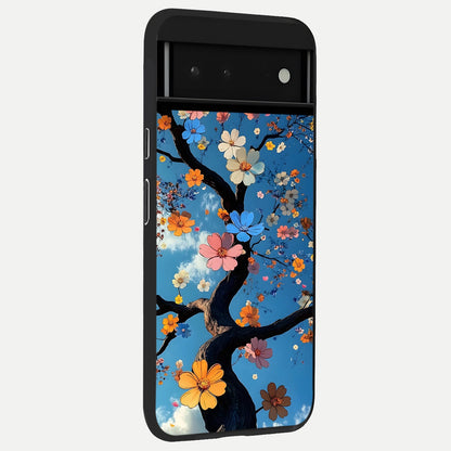  Blossom Dream Sky back cover For Google Pixel 6 slim fit glass case with vibrant aesthetic design