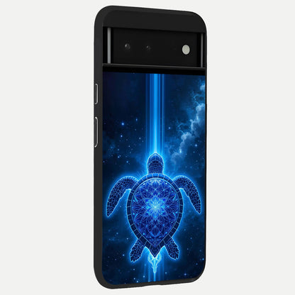  Blue Galaxy Turtle back cover For Google Pixel 6 slim fit glass case with vibrant aesthetic design