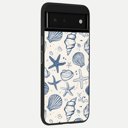  Blue Ocean Outline back cover For Google Pixel 6 slim fit glass case with vibrant aesthetic design