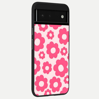  Blush Flower Pop back cover For Google Pixel 6 slim fit glass case with vibrant aesthetic design