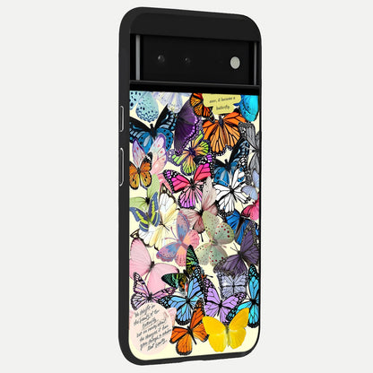  Butterflies Petal Dream back cover For Google Pixel 6 slim fit glass case with vibrant aesthetic design