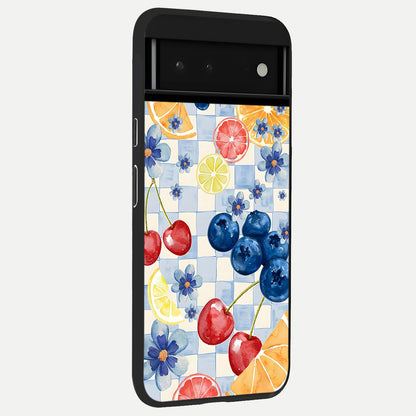  Citrus Bloom Joy back cover For Google Pixel 6 slim fit glass case with vibrant aesthetic design
