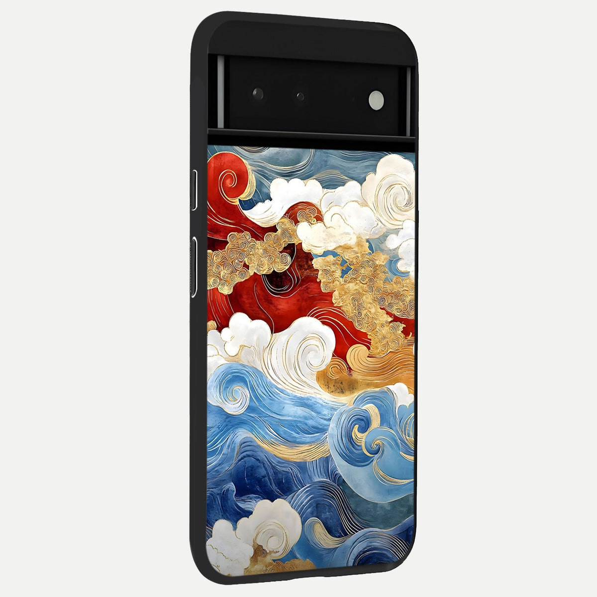  Colored Waves back cover For Google Pixel 6 slim fit glass case with vibrant aesthetic design