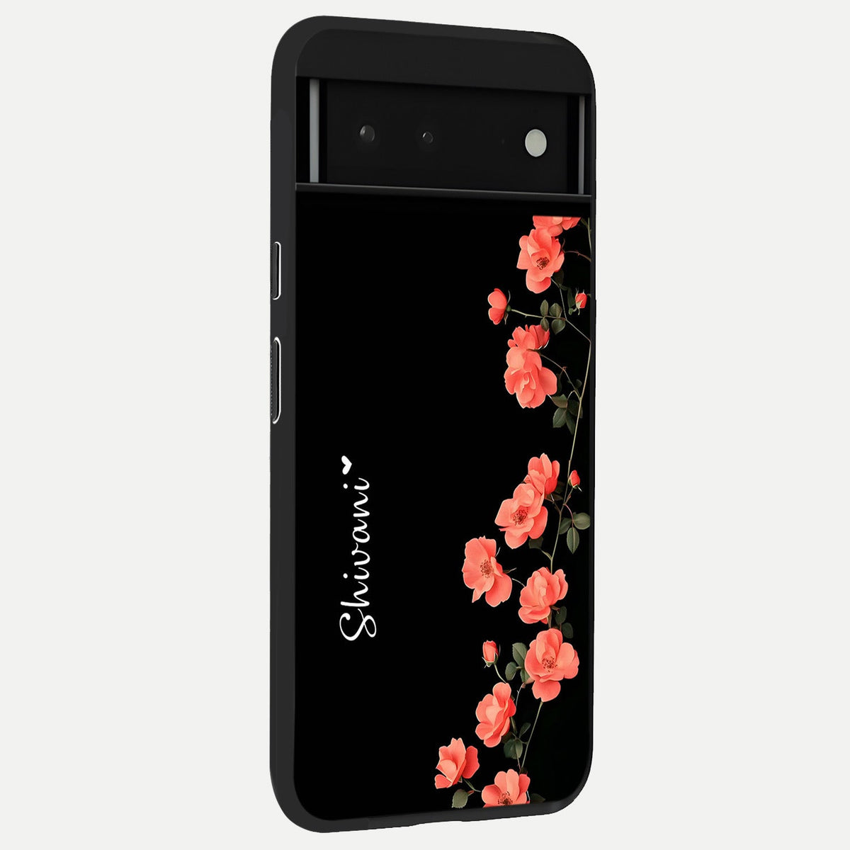  Crimson Bloom Grace Custom Name back cover For Google Pixel 6 slim fit glass case with vibrant aesthetic design