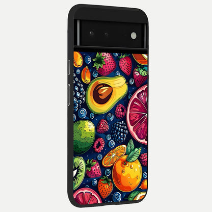  Cute Fruits Art back cover For Google Pixel 6 slim fit glass case with vibrant aesthetic design
