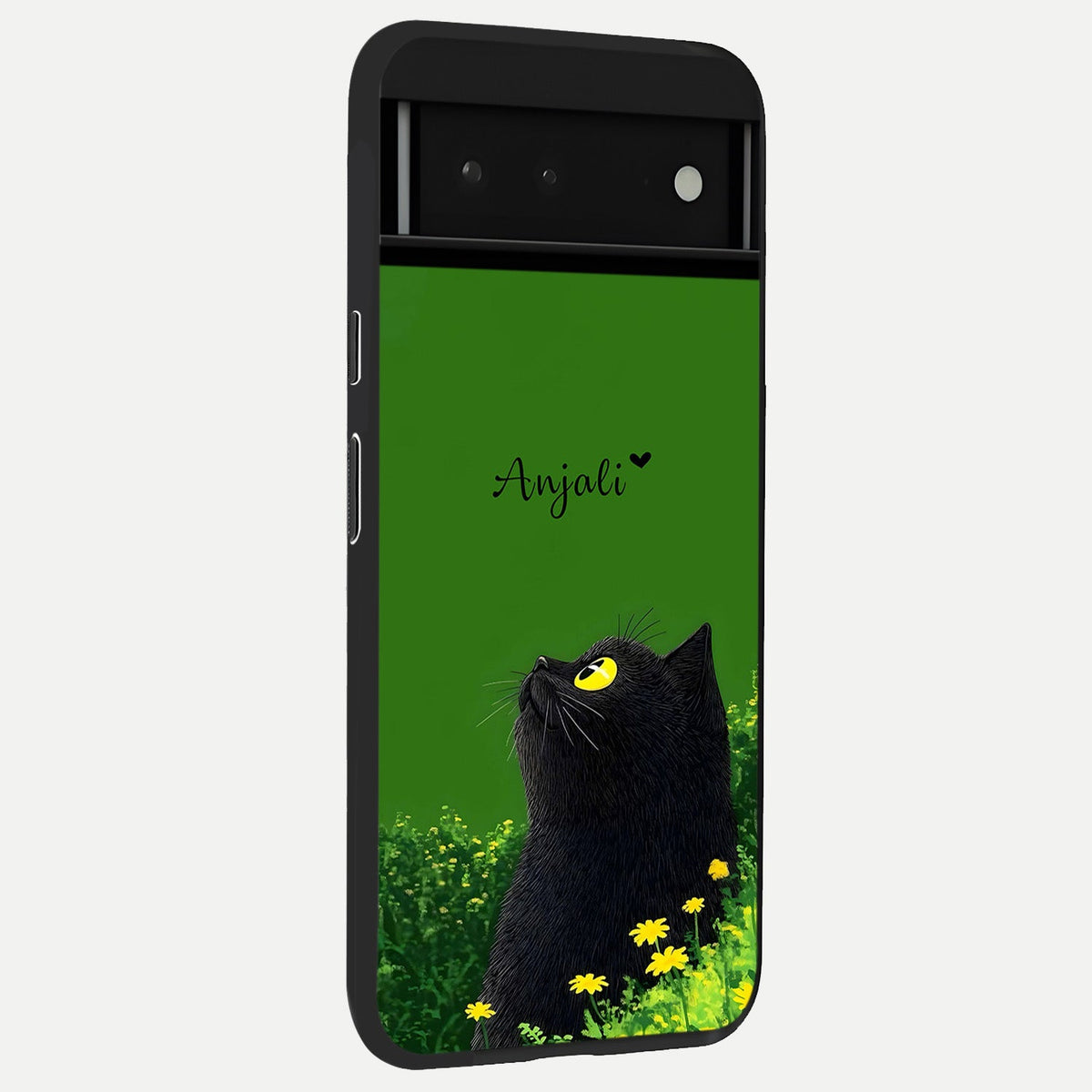 Emerald Cat Custom Name back cover For Google Pixel 6 slim fit glass case with vibrant aesthetic design