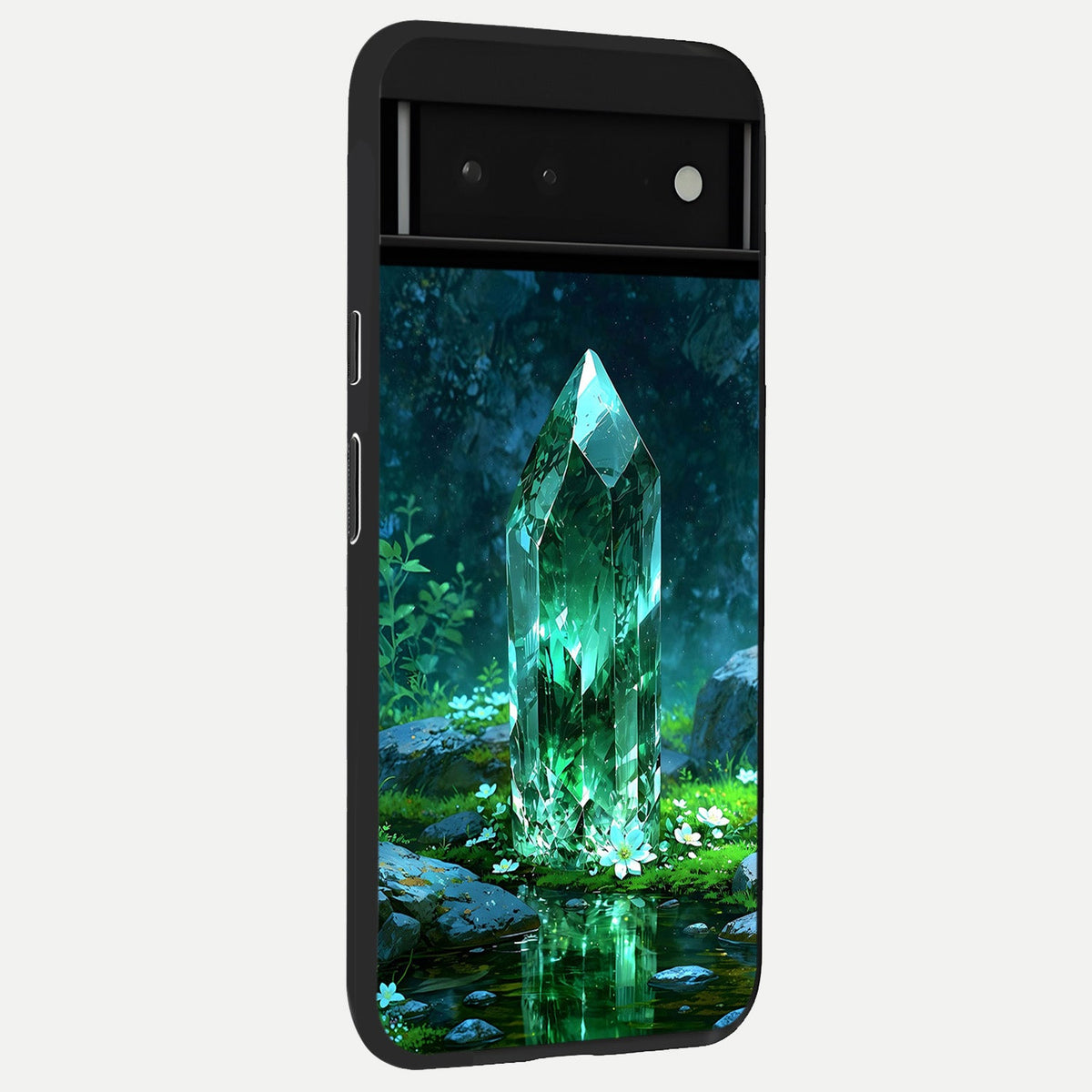  Emerald Light Crystal back cover For Google Pixel 6 slim fit glass case with vibrant aesthetic design