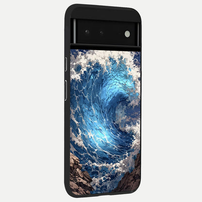  Giant Ocean Wave back cover For Google Pixel 6 slim fit glass case with vibrant aesthetic design