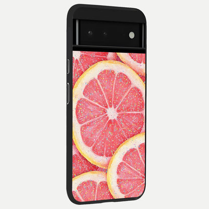  Glitter Grapefruit back cover For Google Pixel 6 slim fit glass case with vibrant aesthetic design