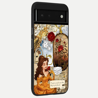  Golden Dream Belle back cover For Google Pixel 6 slim fit glass case with vibrant aesthetic design