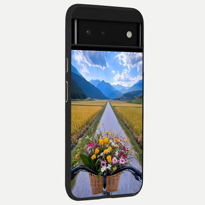  Golden Field Journey back cover For Google Pixel 6 slim fit glass case with vibrant aesthetic design