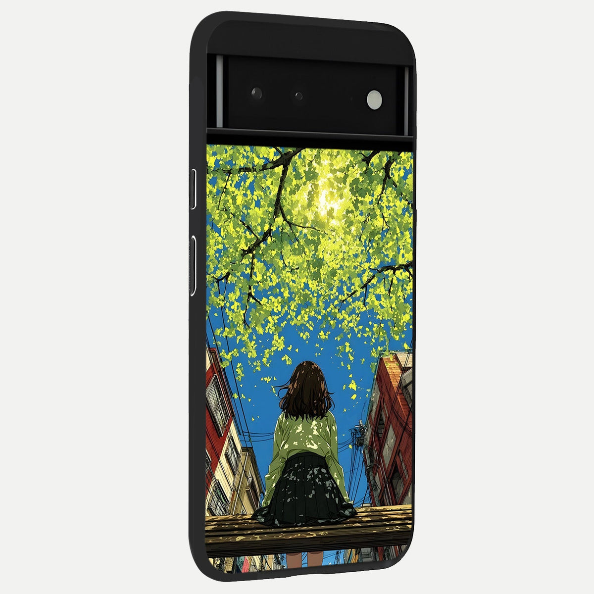  Golden Leaves Glow back cover For Google Pixel 6 slim fit glass case with vibrant aesthetic design