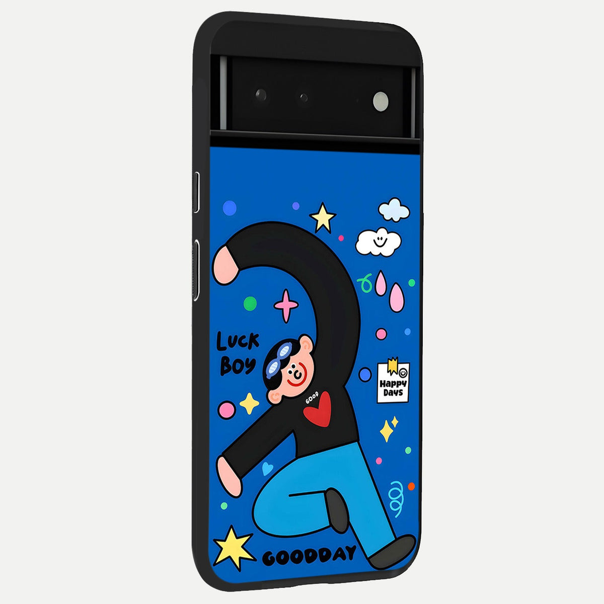  Happy Luck Vibe back cover For Google Pixel 6 slim fit glass case with vibrant aesthetic design