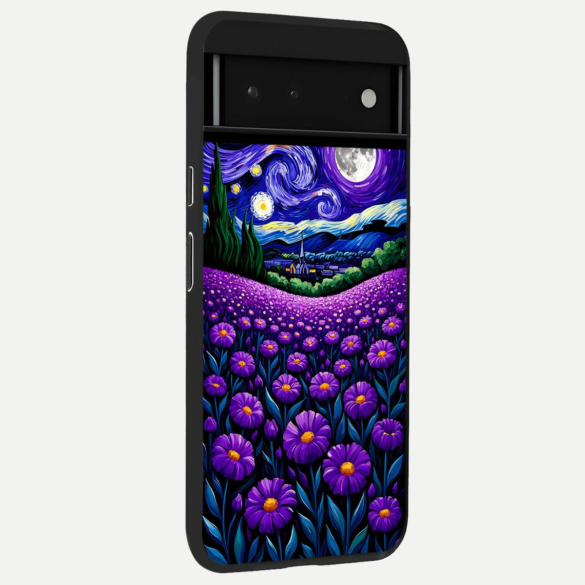  Lavender Moon Field back cover For Google Pixel 6 slim fit glass case with vibrant aesthetic design
