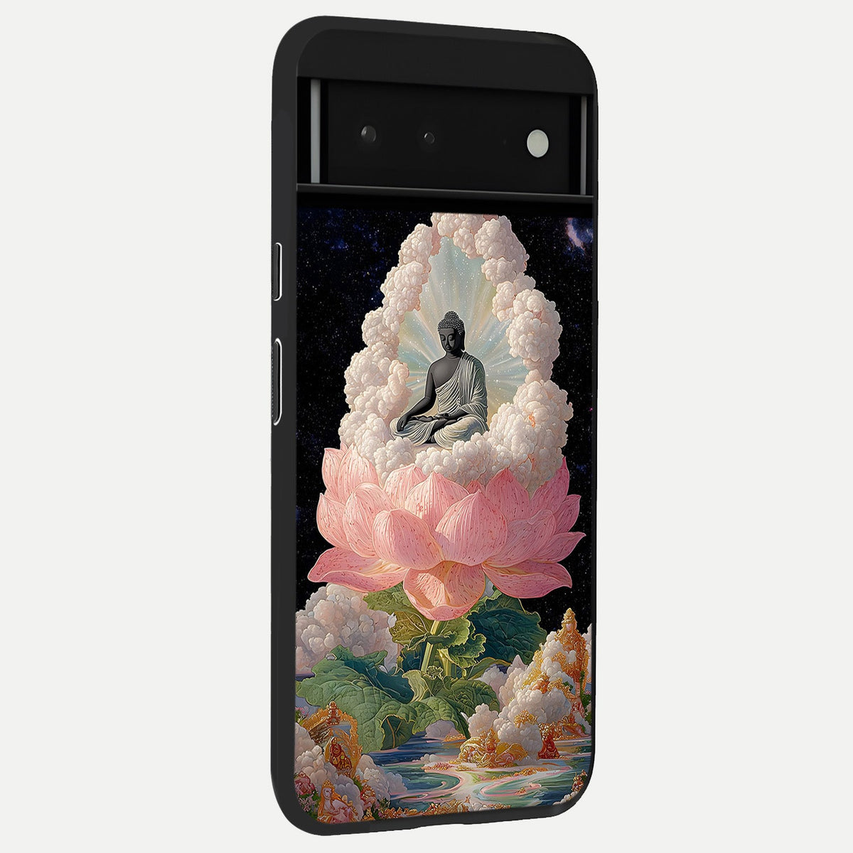  Lotus Divine Peace back cover For Google Pixel 6 slim fit glass case with vibrant aesthetic design
