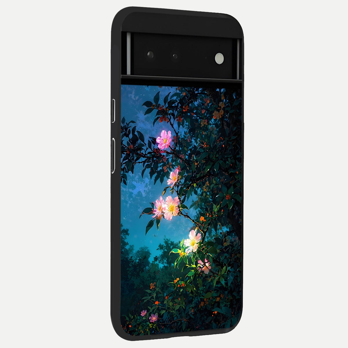  Midnight Bloom Glow back cover For Google Pixel 6 slim fit glass case with vibrant aesthetic design