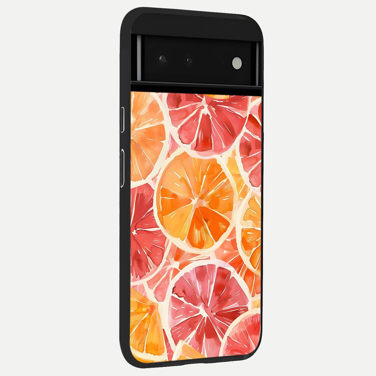  Orange Fruits Pattern back cover For Google Pixel 6 slim fit glass case with vibrant aesthetic design