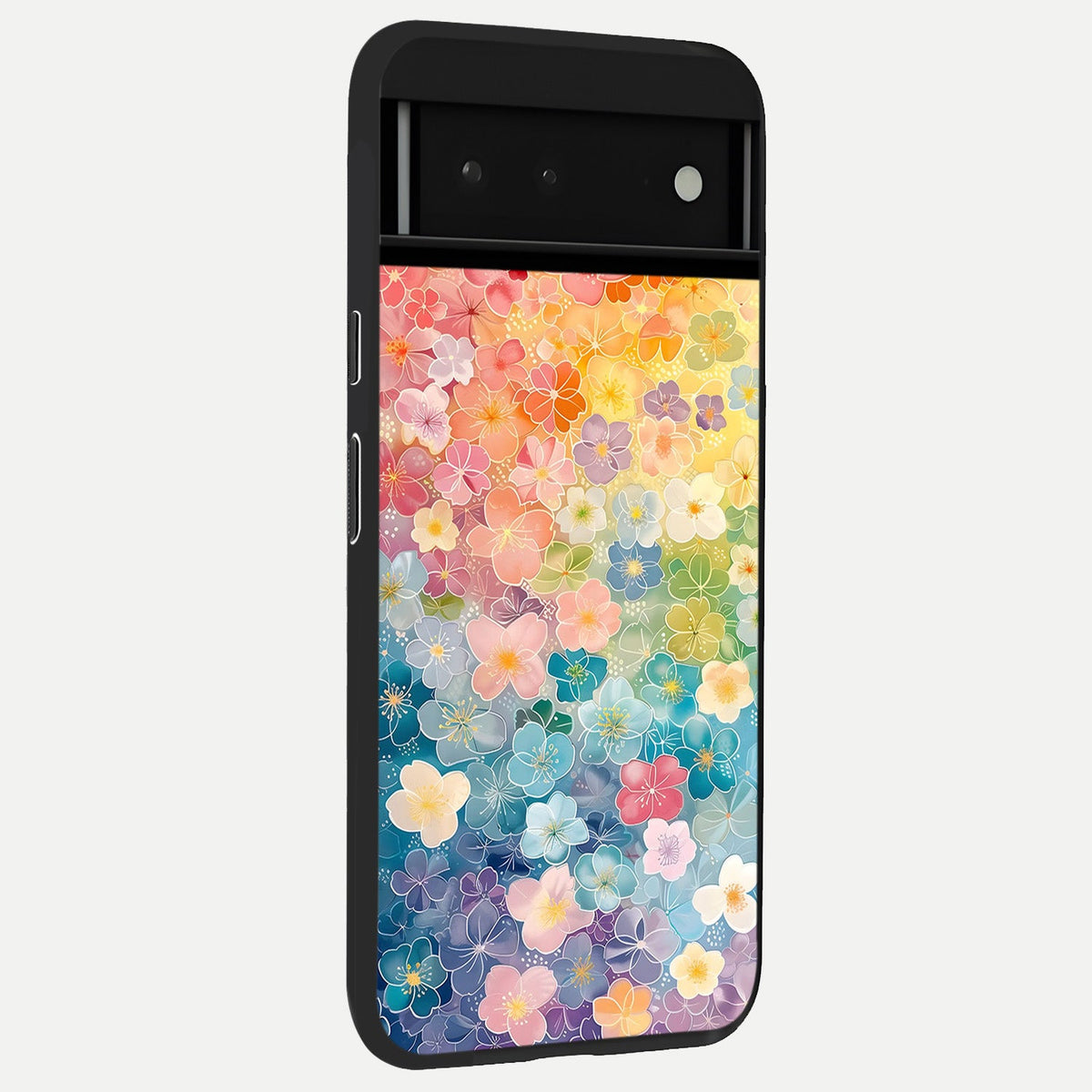  Rainbow Blossom Burst back cover For Google Pixel 6 slim fit glass case with vibrant aesthetic design