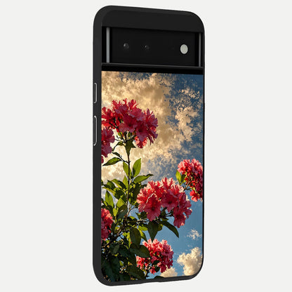  Red Bloom Skies back cover For Google Pixel 6 slim fit glass case with vibrant aesthetic design