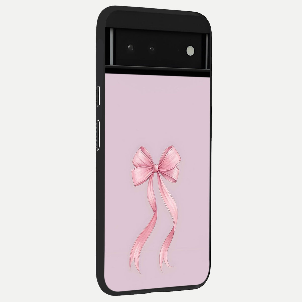  Soft Blush Bow back cover For Google Pixel 6 slim fit glass case with vibrant aesthetic design